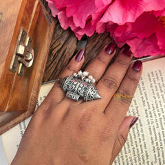 Vriksham Cylindrical Taveez Style Statement Figure Ring-S1164