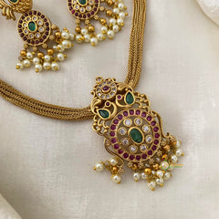 Elegant Dual Peacock AD Stone Pendant Addigai Choker-G12081