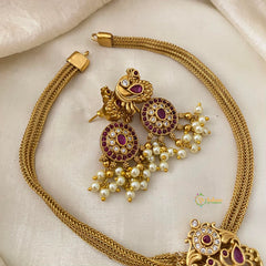 Elegant Dual Peacock AD Stone Pendant Addigai Choker-G12082