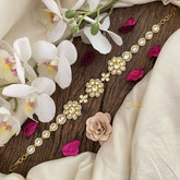 Vriksham Exquisite Floral Kundan Jadau Sheeshphool-White-J2771