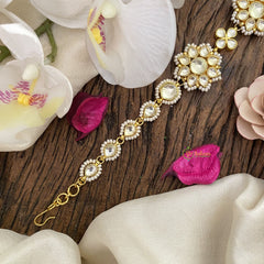 Vriksham Exquisite Floral Kundan Jadau Sheeshphool-White-J2771