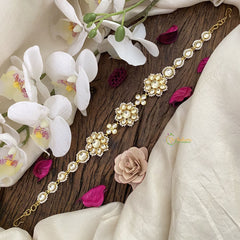 Vriksham Exquisite Floral Kundan Jadau Sheeshphool-White-J2771