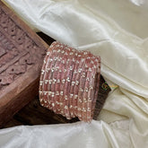 Pinkish Peach BKS Thin Glass Bangle-Set of 12-G14455