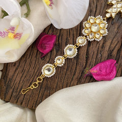 Vriksham Premium Floral Kundan Jadau Sheeshphool-White-J2773