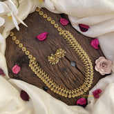 Vriksham Premium Lakshmi Coin Peacock Long Neckpiece-Red Green-G16155