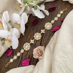 Vriksham Designer Floral Kundan Jadau Sheeshphool-White-J2772