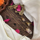 Stylish Baby Pink AD Stone Peacock Pendant Chain-G14505