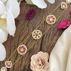 Vriksham Antique Floral Red White Kundan Jadau Sheeshphool-J2803