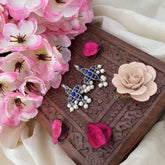 Vriksham Four Pattle Maharashtrian Style Press Bugadi-Blue-White Bead-J3150