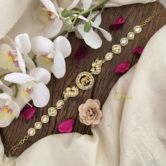 Vriksham Precious Elephant Kundan Jadau Sheeshphool-White-J2764