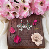 Vriksham Four Pattle Maharashtrian Style Press Bugadi-Red Green-White Bead-J3148