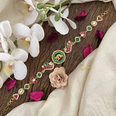 Vriksham Exquisite Elephant Peacock Kundan Jadau Sheeshphool-Red Green & White-J2769