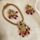 Premium Navratna AD Stone Tirupati Balaji Addigai Choker-G12080