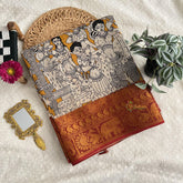 Vriksham Mustered Kalamkari Saree with Kanchi Border-VS4216