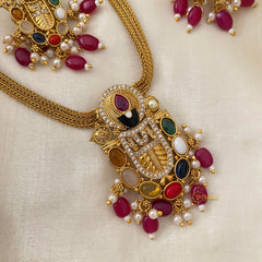 Premium Navratna AD Stone Tirupati Balaji Addigai Choker-G12080
