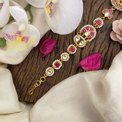 Vriksham Precious Elephant Kundan Jadau Sheeshphool-Red White-J2766