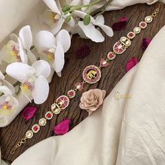 Vriksham Precious Elephant Kundan Jadau Sheeshphool-Red White-J2766