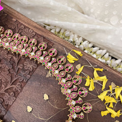 Vriksham Exquisite Kundan Jadau With Pendant Long Neckpiece-Pastel Green Beads-J3735