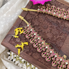 Vriksham Exquisite Kundan Jadau With Pendant Long Neckpiece-Pastel Green Beads-J3735