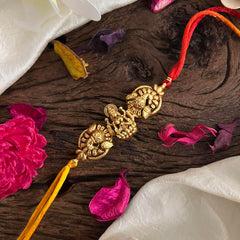 Peacock Lakshmi Pendant Rakshabandhan Rakhi-Tri color Thread-G12998