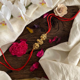 Peacock Lakshmi Pendant Rakshabandhan Rakhi-Red Thread-G13000