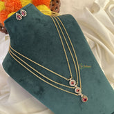 Elegant Red AD Stone Pendant 3 Layer Chain-G14688