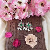 Vriksham Floral Maharashtrian Style Press Bugadi-Red Green-White Bead-J3143