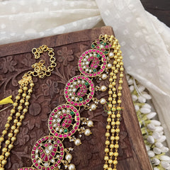 Vriksham Kundan Jadau Multi-Circle Hipchain with Pearls-J3737