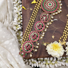 Vriksham Kundan Jadau Multi-Circle Hipchain with Pearls-J3737