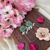 Vriksham Floral Maharashtrian Style Press Bugadi-Green-White Bead-J3141