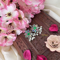 Vriksham Floral Maharashtrian Style Press Bugadi-Multicolor-White Bead-J3165