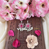 Vriksham Floral Maharashtrian Style Press Bugadi-Red-White Bead-J3140