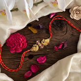 White Red Kundan Stone Peacock Pendant Rakhi-Rakshabandhan-G13017