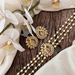 Vriksham Gold look alike Pearl High Neck Choker-Peacock-Pitch-Right Side-G22208