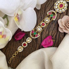 Vriksham Precious Kundan Jadau Sheeshphool-Red Green & White-J2761