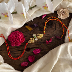 White Green Kundan Stone Peacock Pendant Rakhi-Rakshabandhan-G13020