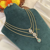 Elegant Aqua Green AD Stone Pendant 3 Layer Chain-G14689
