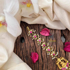 Vriksham Elegant Lakshmi Style With Leaf Chain Kundan Jadau Maang Tikka-Pearl-J4256