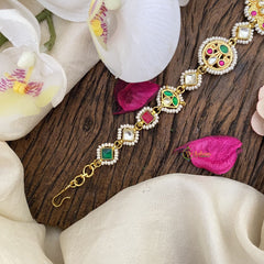 Vriksham Gold Look Alike Kundan Jadau Sheeshphool-Red Green & White-J2787