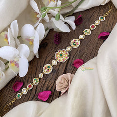 Vriksham Gold Look Alike Kundan Jadau Sheeshphool-Red Green & White-J2787