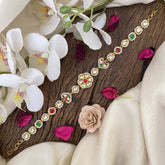 Vriksham Exquisite Floral Red Green & White Kundan Jadau Sheeshphool-J2804