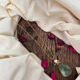 Virksham Handcrafted Gold-Plated With Green Fluorite Stone Pendant & Kundan Detailing-G22210