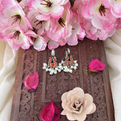 Vriksham Annam Style Maharashtrian Style Press Bugadi-Coral-White Bead-J3139