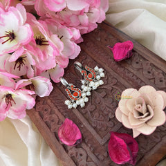 Vriksham Annam Style Maharashtrian Style Press Bugadi-Coral-White Bead-J3139