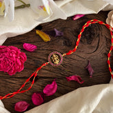 Kundan Stone Lakshmi Pendant Rakshabandhan Rakhi-Red-G13005