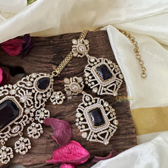 Elegant Victorian Diamond High Neck Choker-Purple-VV1746
