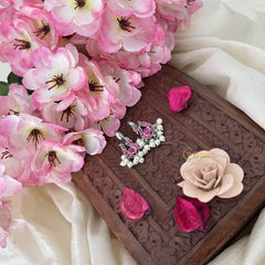 Vriksham Annam Style Maharashtrian Style Press Bugadi-Red-White Bead-J3134