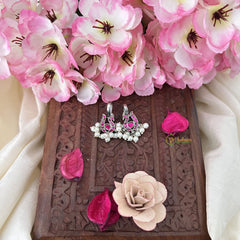 Vriksham Annam Style Maharashtrian Style Press Bugadi-Red-White Bead-J3134