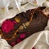 Rakshabandhan Kundan Mayil Rakhi-Red White Green-G13052