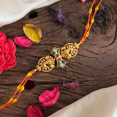 Rakshabandhan Kundan Mayil Rakhi-Red White Green-G13052